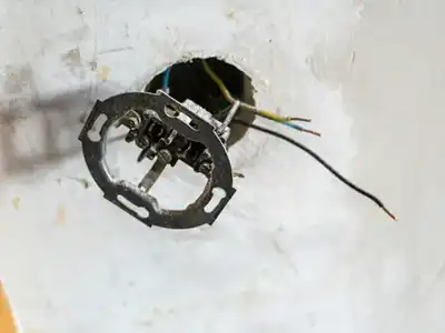 Open ceiling junction box with wires