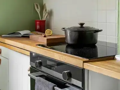 Electric range in a kitchen